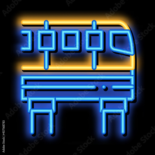 Public Transport Monorail neon light sign vector. Glowing bright icon transparent symbol illustration photo