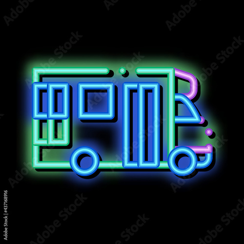 Public Transport Paratransit neon light sign vector. Glowing bright icon transparent symbol illustration