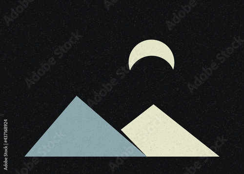 Geometric Mountains silhouette landscape art poster illustration