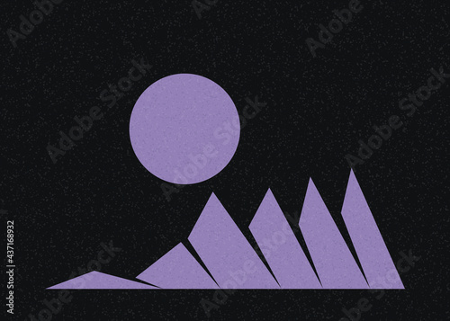 Geometric Mountains silhouette landscape art poster illustration