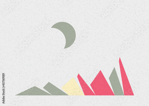 Geometric Mountains silhouette landscape art poster illustration