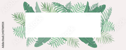 Summer banner design with beautiful tropical leaves © CLton