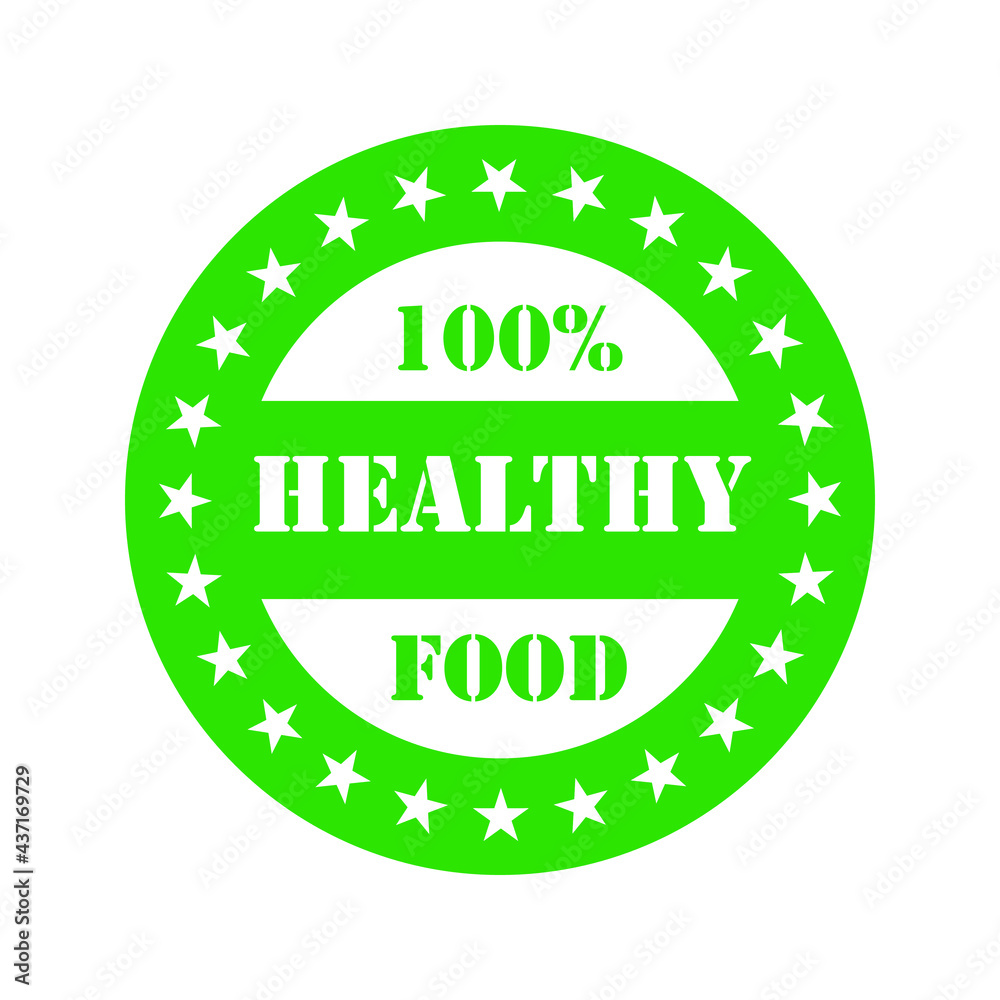 round green stamp sticker healthy food on white background round green stamp sticker healthy food on white background
