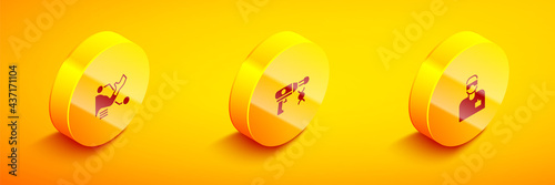 Set Isometric Prosthesis hand, Transfer liquid gun and Laboratory assistant icon. Vector