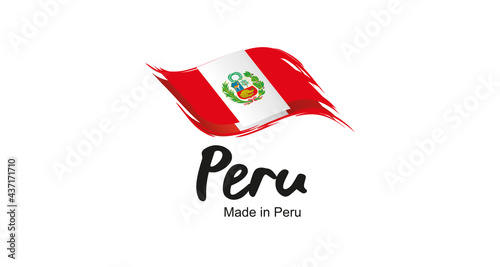 Made in Peru handwritten flag ribbon typography lettering logo label banner