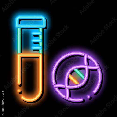 Glass Vial With Liquid Biomaterial neon light sign vector. Glowing bright icon transparent symbol illustration