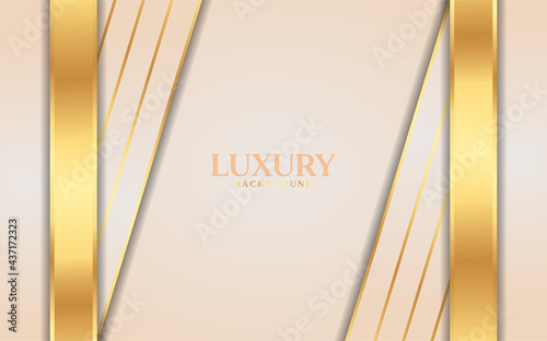 Luxury cream shade background with line golden elements.