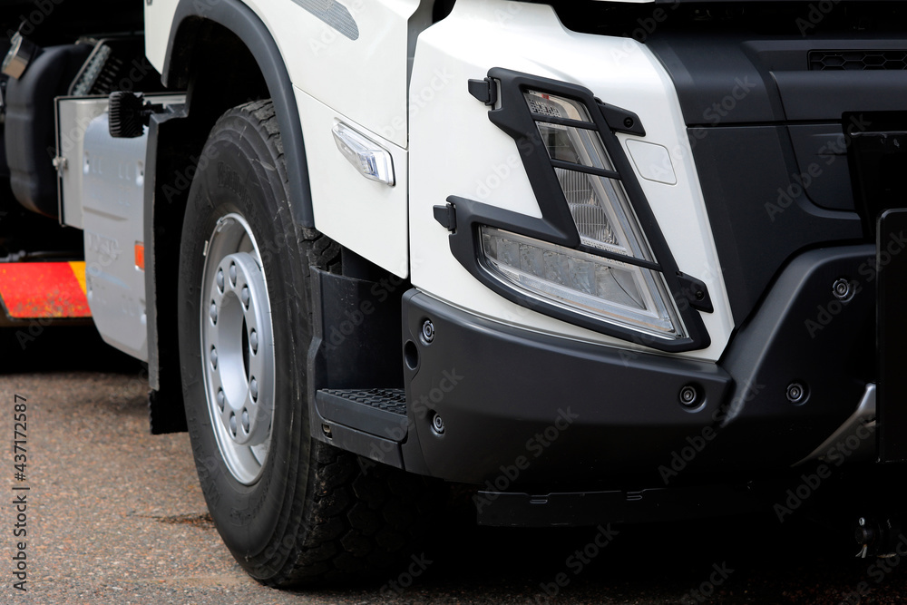 New Volvo FMX 540 Xpro Tipper Truck Headlight Detail Stock Photo