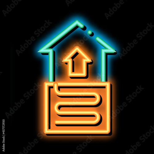 House Room Floor Heating Equipment neon light sign vector. Glowing bright icon transparent symbol illustration