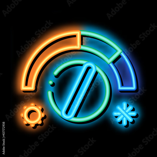 Termostat Heating And Cooling Detail neon light sign vector. Glowing bright icon transparent symbol illustration
