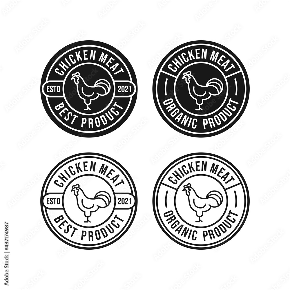 Obraz premium Chicken meat design logo collection