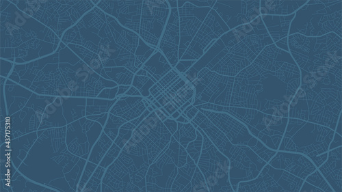 Blue Charlotte city area vector background map, streets and water cartography illustration.