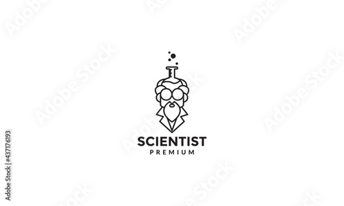 old man lines laboratory science logo symbol vector icon illustration graphic design