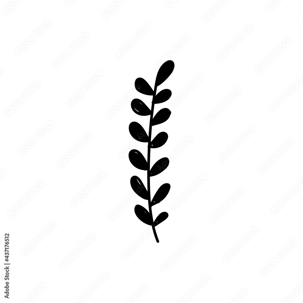 Vector illustration of leaves with outline. Hand drawn leaf logo symbol. Vector illustration of leaves with outline. Hand drawn leaf logo symbol.