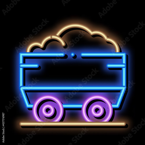 Heavy Truck with Material Metallurgical neon light sign vector. Glowing bright icon sign. transparent symbol illustration