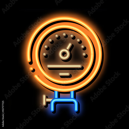 Power Counter Metallurgical neon light sign vector. Glowing bright icon sign. transparent symbol illustration