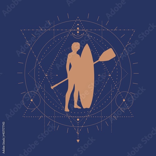 Stand up paddle boarding sport club emblem
