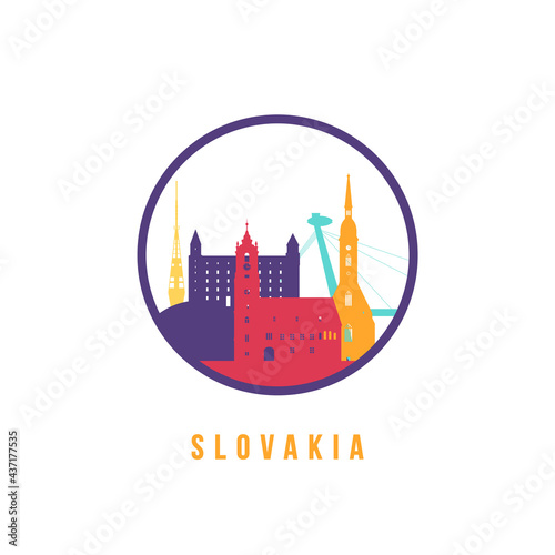 Canvas Print Famous Slovakia landmarks silhouette