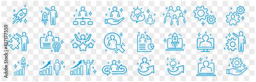 Business Startup Management Teamwork strategy Employee line  icons set