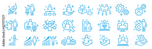 Business Startup Management Teamwork strategy Employee line  icons set