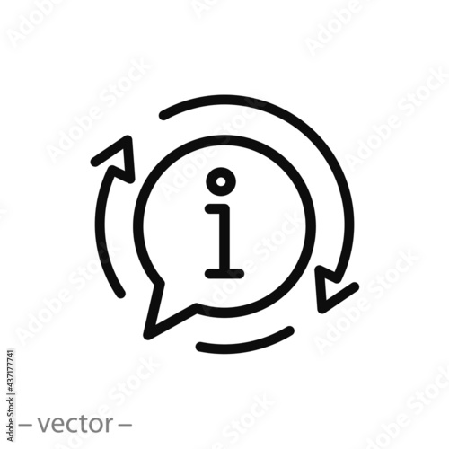 bubble information icon, info guidance, help question - editable stroke vector illustration eps10