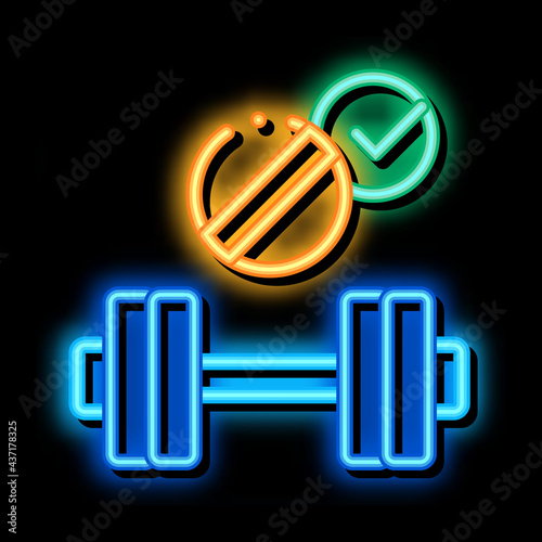 Barbell Supplements neon light sign vector. Glowing bright icon sign. transparent symbol illustration