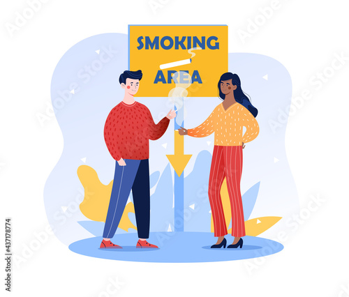Designated smoking area sign, public smoking place