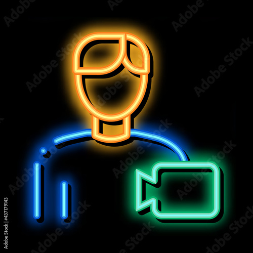 Video Operator Human Talent neon light sign vector. Glowing bright icon sign. transparent symbol illustration