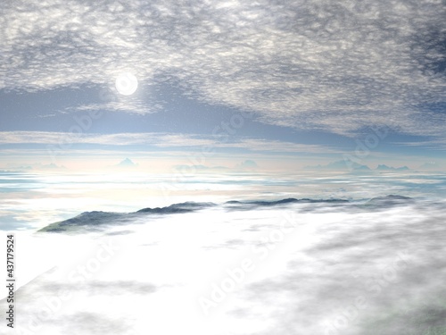 Beautiful and inspirational illustration of a cloudy landscape