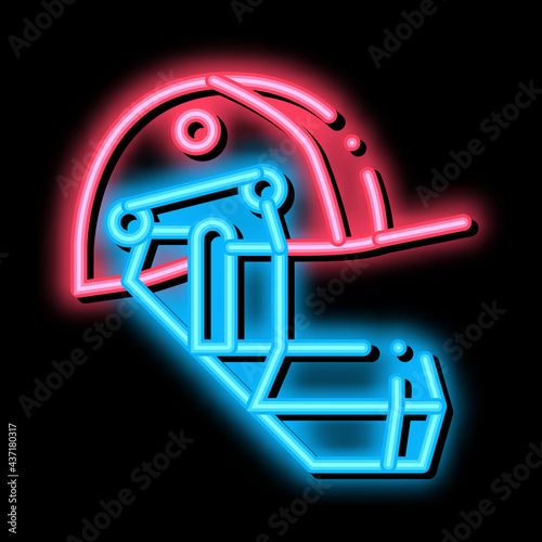 Cricket Helmet neon light sign vector. Glowing bright icon Cricket Helmet sign. transparent symbol illustration