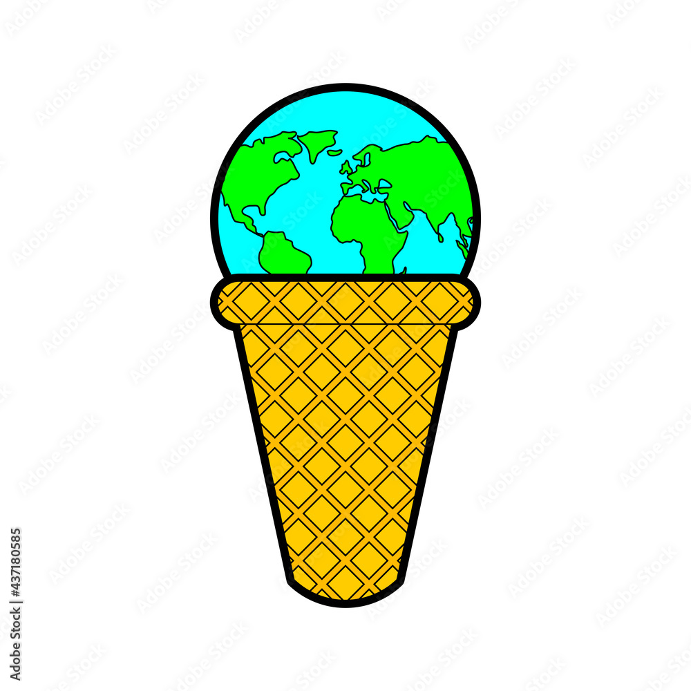 Earth ice cream. Planet earth icecream. vector illustration Stock