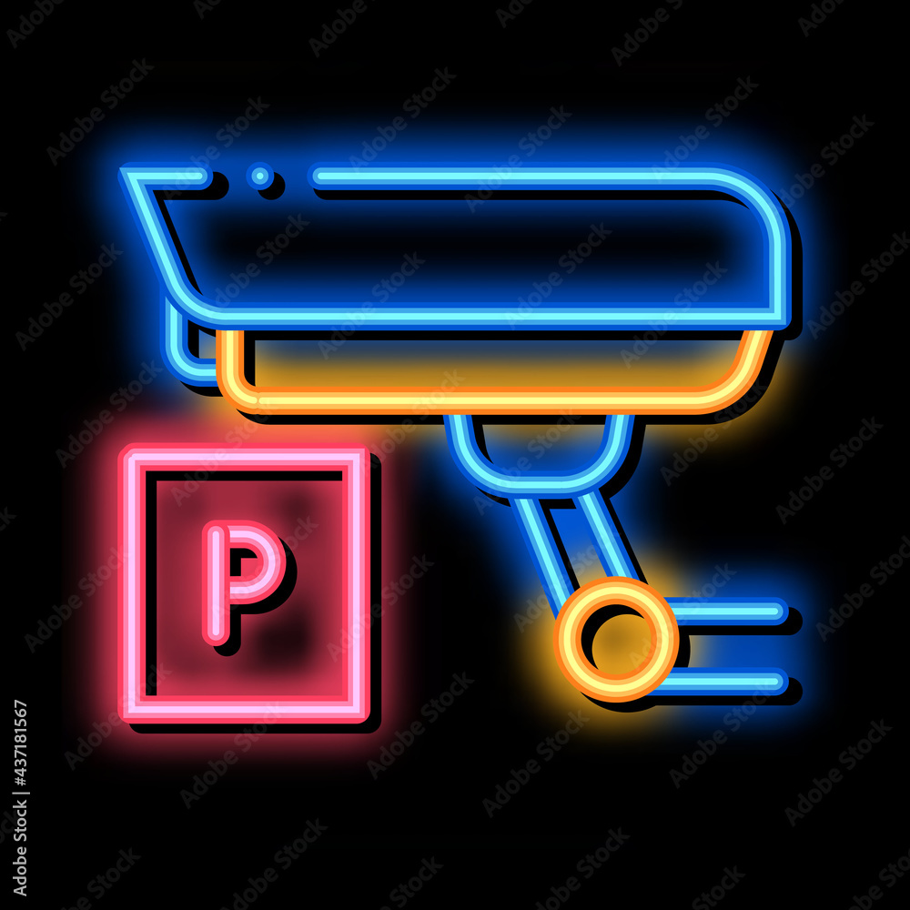 Parking Camcorder neon light sign vector. Glowing bright icon Parking Camcorder sign. transparent symbol illustration Parking Camcorder neon light sign vector. Glowing bright icon Parking Camcorder sign. transparent symbol illustration