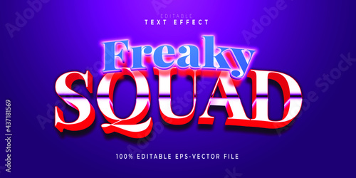 editable 3d freaky squad text effect in bright gradient.typhography logo