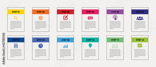 Timeline for 12 months or 1 year, Infographic chart template for business.road map.