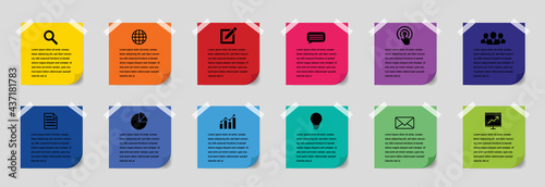 Gradient timeline infographic template.Presentation business infographic template with 12 options,realistic paper 12 steps infographic, 