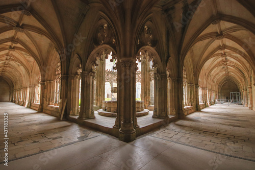 Archway of an old monastery. Cloisters of Batalha Monastery