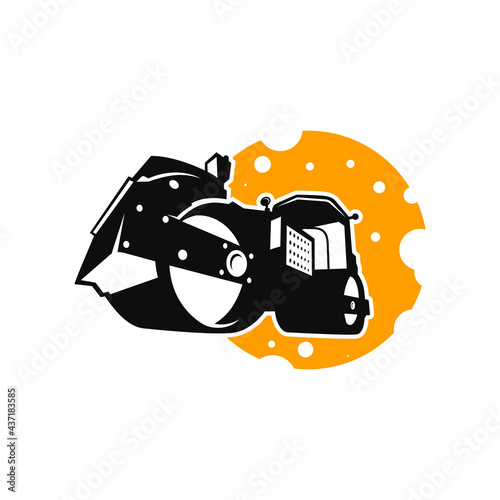 Tandem roller asphalt road construction tool logo