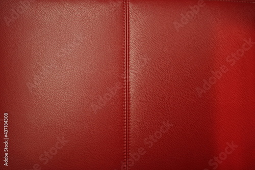 Rote Leder Textur mit einer Naht aus Zwirn