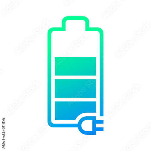 Battery charge with plug, Charging electric icon, Power energy indicator concept, Isolated on black background, Vector illustration