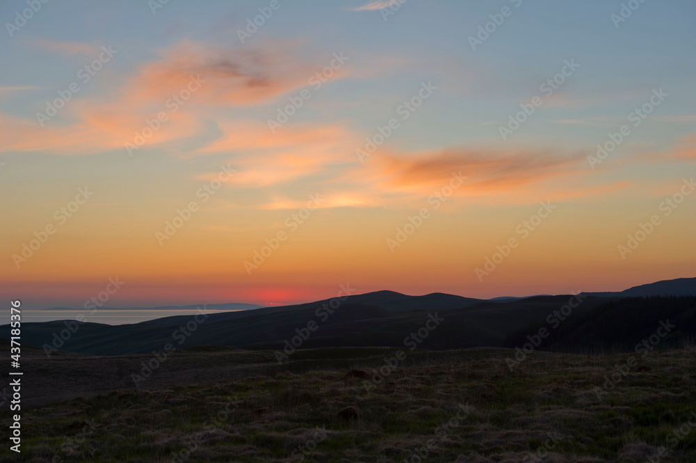 Sunset, sea and mountains, Ceredigion, Mid Wales