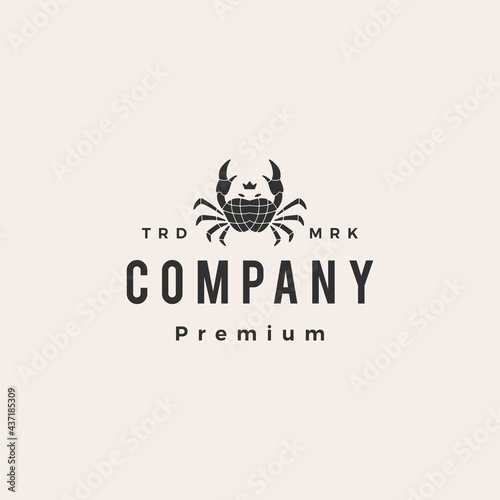 crab king hipster vintage logo vector icon illustration