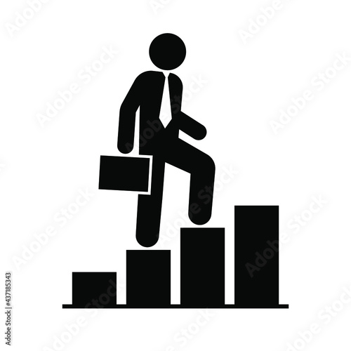 Businessman walking up on graph, Business concept growth and the path to success and earning, Icon design vector illustration