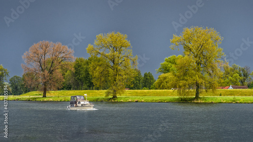 Pleasure boating on the river Maas (Meuse)