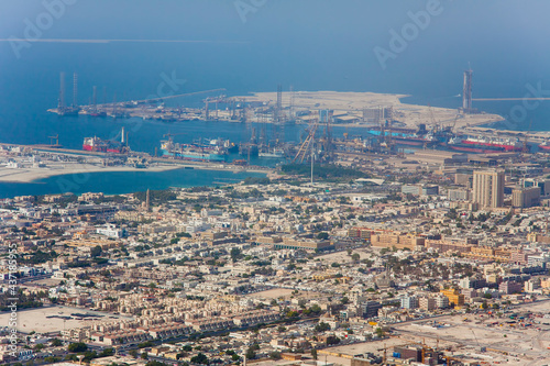 industrial port of Dubai, aerial view