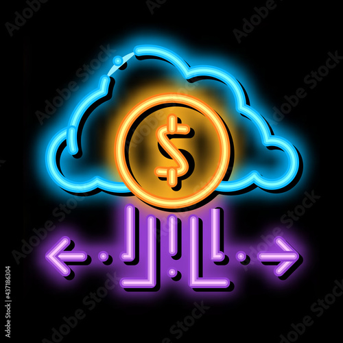 Charge Money Through Cloud Storage neon light sign vector. Glowing bright icon Charge Money Through Cloud Storage sign. transparent symbol illustration