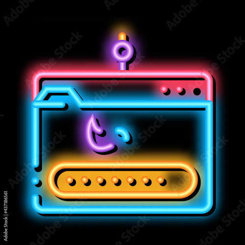 Phishing neon light sign vector. Glowing bright icon Phishing sign. transparent symbol illustration