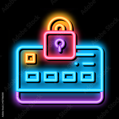 Credit Card Protection neon light sign vector. Glowing bright icon Credit Card Protection sign. transparent symbol illustration