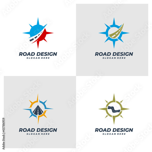 Set of Compass Road logo vector template, Creative Road logo design concepts
