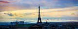 Banner of travel at Skyline of Paris city roofs with Eiffel Tower which Paris Best Destinations in Europe,Travel  landmark concept