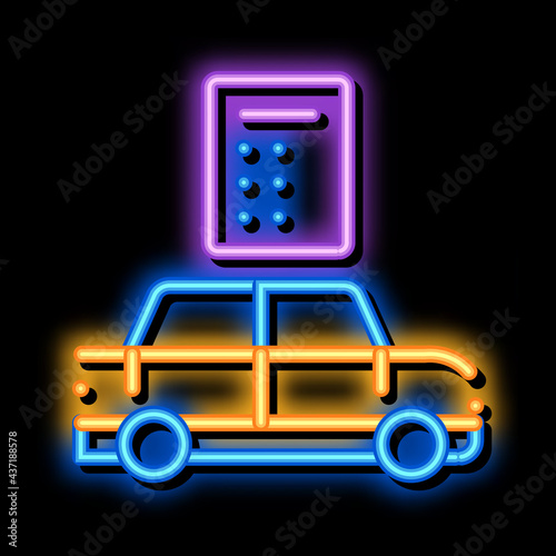 Smart Car Key neon light sign vector. Glowing bright icon Smart Car Key sign. transparent symbol illustration